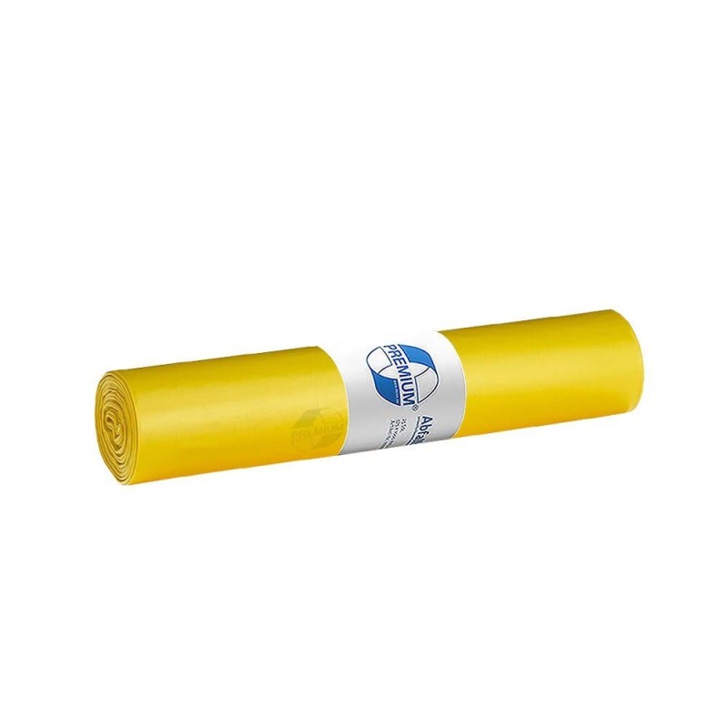 1 rlx/25 pcs sac poubelle JAUNE, LDPE, 70x110cm, 40my (c10) 13023