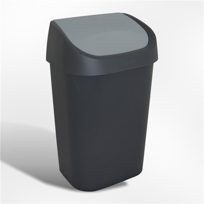 Poubelle PVC couvercle basculant, 25 l, couleur Anthracite