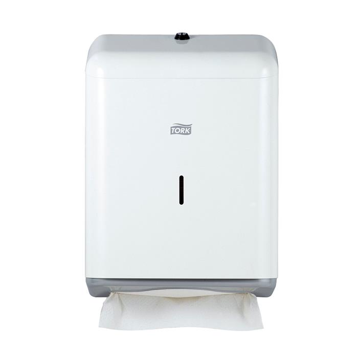 Distributeur Tork, métal, blanc, pour Ess.-mains C ou ZZ