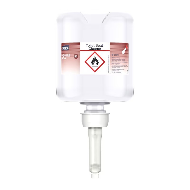 1 carton à 8 recharges Tork 420302 Nettoyeur de siège de toilette, 475ml (S2)