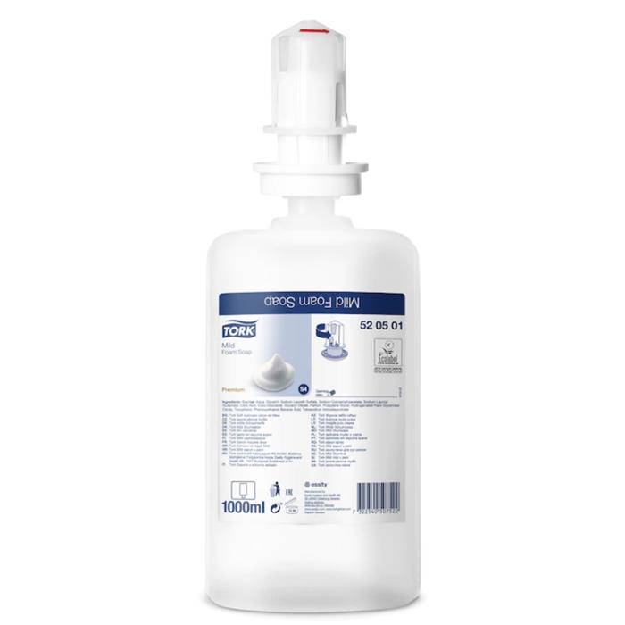 1 recharge Savon mousse Tork 520501 doux, 1000ml (S4) (ct 6)
