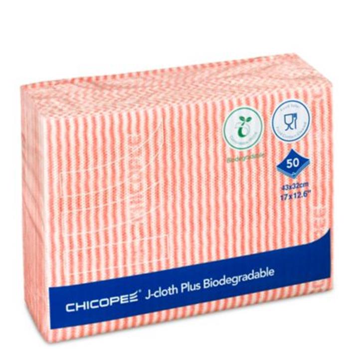 1 carton 500 Lavettes compostable et biodégradable J-Cloth 3000, 43x32cm, 10x50pcs, rouge  FSC