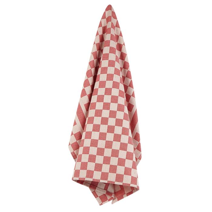 3 pièces Essuie de cuisine Horeca, blanc/rouge, 65/70cm