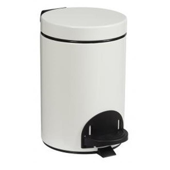 Poubelle à pédale, acier, blanc, 3 l, seau anti-bactérien