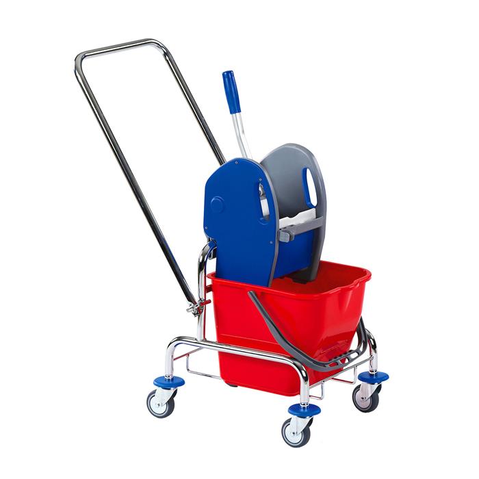 Chariot simple seau 17l, CHROME, avec presse et guidon SOLID