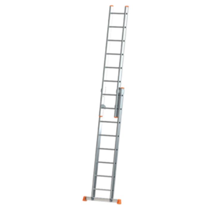 Echelle coulissante à main, 2 plans de 20 échellons, aluminium