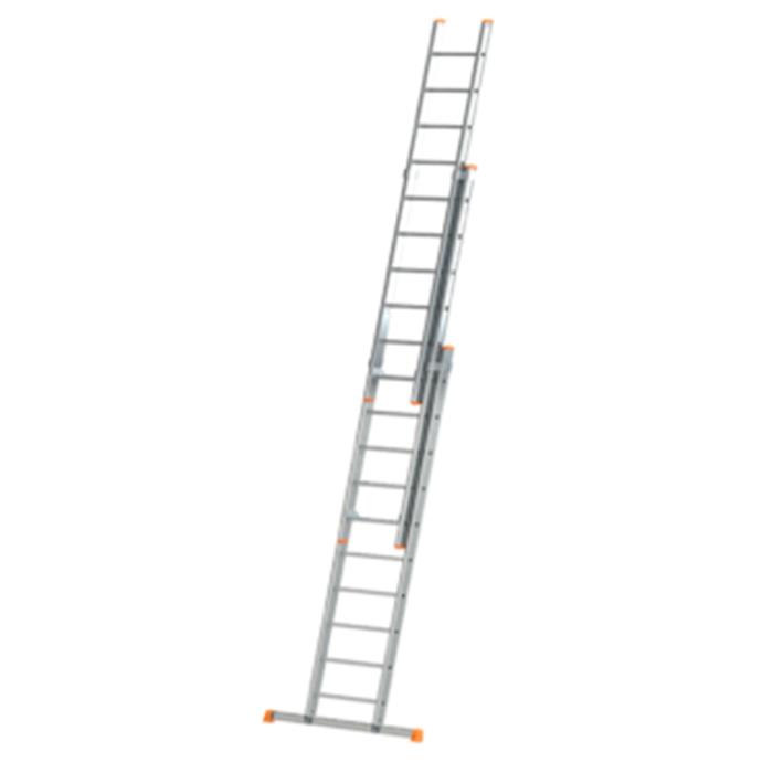 Echelle coulissante à main, 3 plans de 10 échellons, aluminium