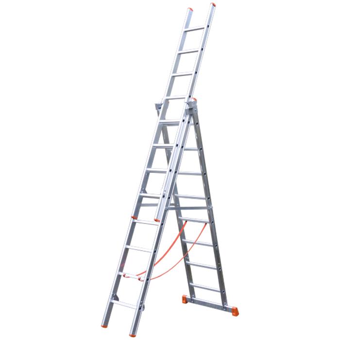 Echelle transformable aluminium, 3 plans de 12 échelons et autostable, 8.68m