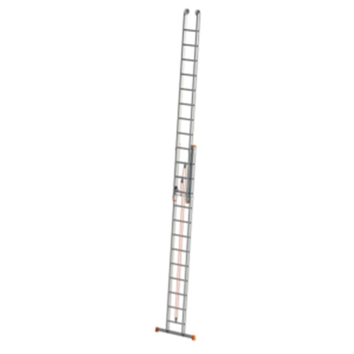 Echelle coulissante à corde, 2 plans de 20 échellons, aluminium, 10,12m