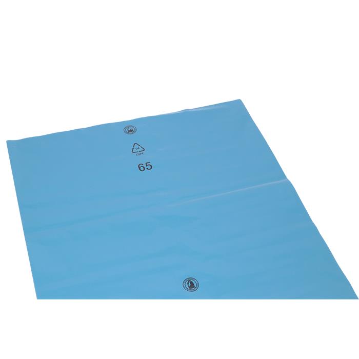 1 pièce sac poubelle bleu, LDPE, 90x110cm, 65my (Ct 150) 200L (90128)