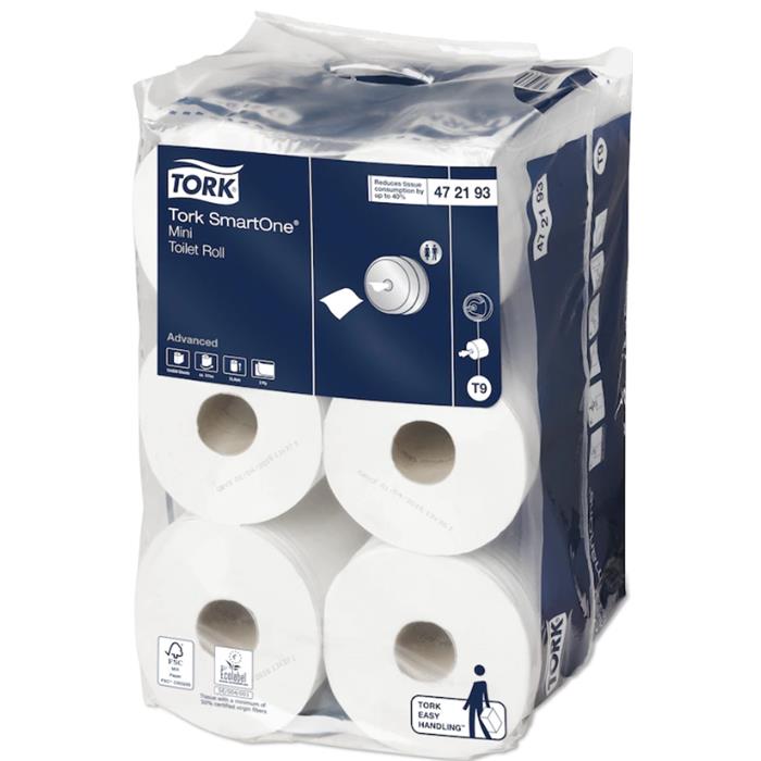 Papier toilette T9 TORK SmartONE Mini, pure ouate, 2 plis, 12rlx 111,6m 620cps