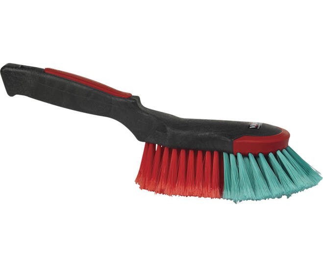 Brosse &agrave; main ergonomique Vikan Transport avec pare-chocs en caoutchouc noir et fibres douces