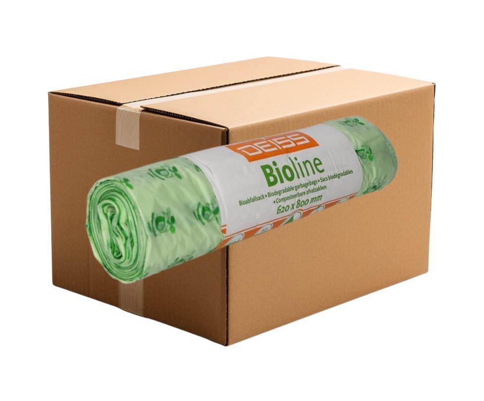 1 Carton de 24Rlx; Sac Biod&eacute;gradable; 62x80 cm; 1rlx = 10 pi&egrave;ces; 25my; 60Litre; Vert