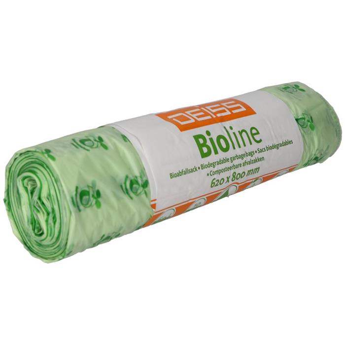 1 Carton de 24Rlx; Sac Biodégradable; 62x80 cm; 1rlx = 10 pièces; 25my; 60Litre; Vert