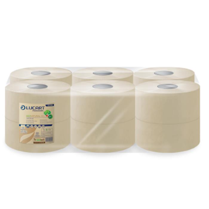 LUCART 812149 EcoNatural 180 Papier WC Mini-Jumbo T2 180m 2plis 12rlx