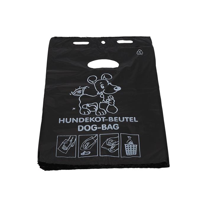 1 Karton/2000 Stück Hundekotbeutel; 250*310+30*0.015mm; Schwarz; HDPE mit 5% Regenarat; 50St/Block