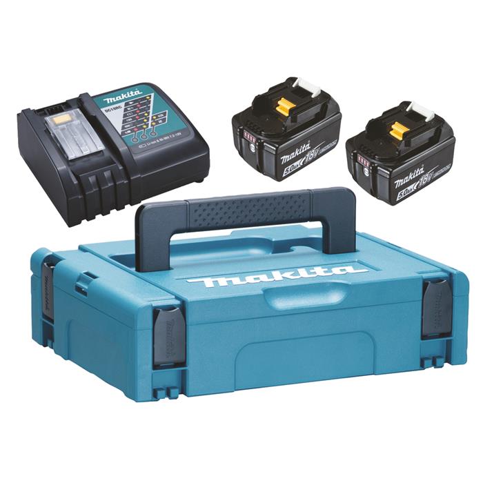 Powerpack LXT ® BL1850B - Li-ion • 18V Chargeur rapide et deux batteries de 5,0 Ah dans un coffret Makpac