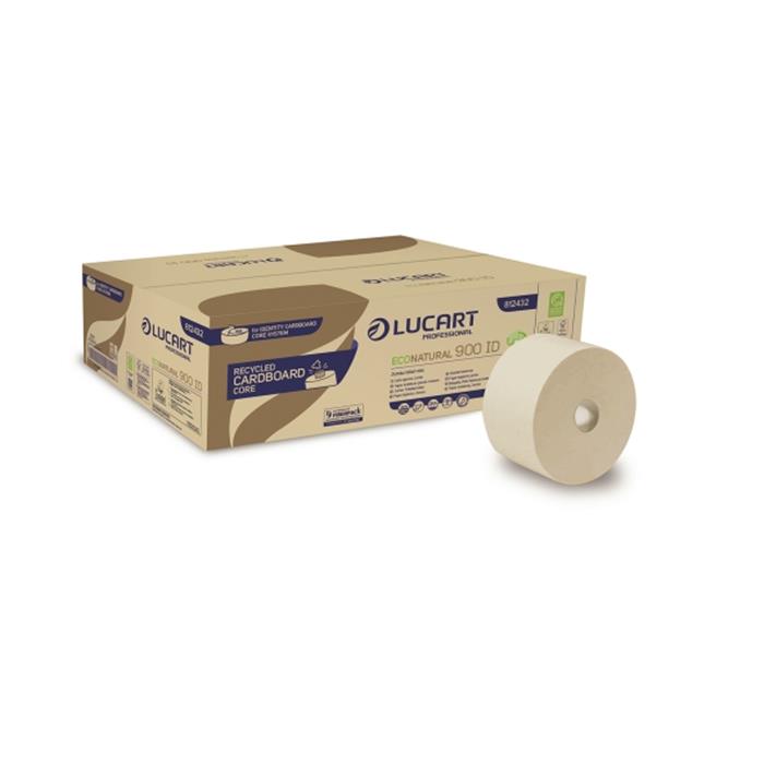 LUCART 812432 Papier WC mini-Jumbo EcoNatural 900 ID; Cardboard Core; 12rlx; 202m; 2pli
