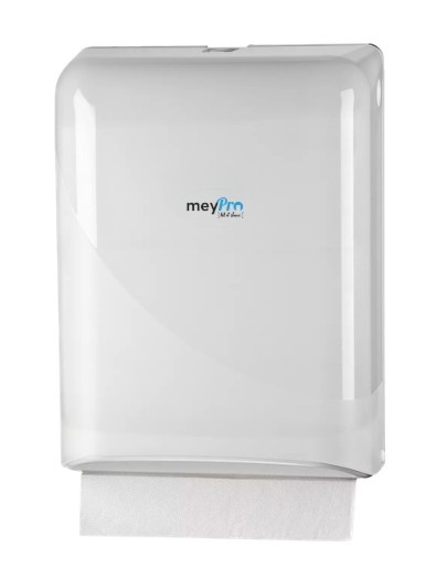 Distributeur d&rsquo;essuie-mains pli&eacute;s V / Interfold Mey-Pearl; Blanc