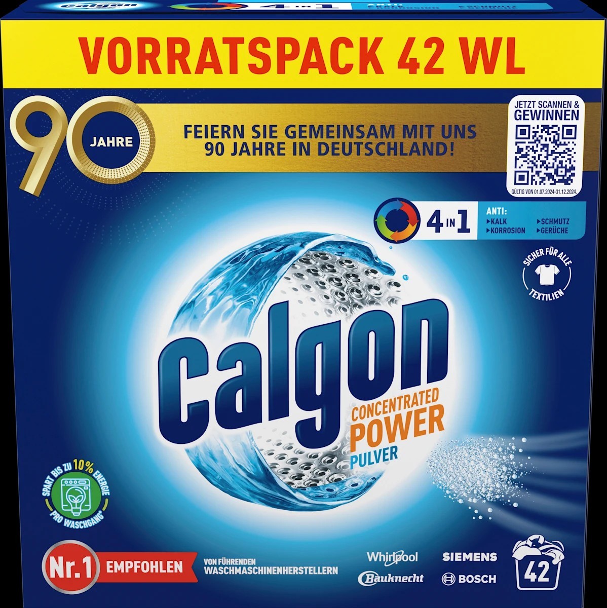 42 Doses Calgon Power Poudre Anti-Calcaire 4en1 &ndash; Format Concentr&eacute;